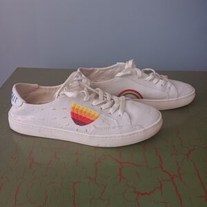 Soludos x Lockhart Embroidery Peace Out Rainbow Sun Canvas Sneakers Shoes
